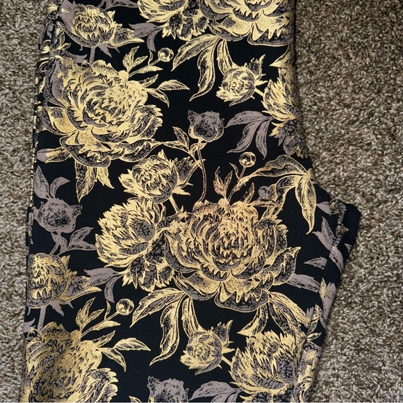 Soft Surroundings Pants Womens Medium Petite Black Gold Floral Moonstruck Boot - Picture 8 of 8